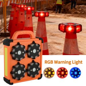 LED Road Flares 8-Pack | Rechargeable Amber Auto-Sync Warning Light LED Road Flares 8-Pack | Rechargeable Amber Auto-Sync Warning Light
