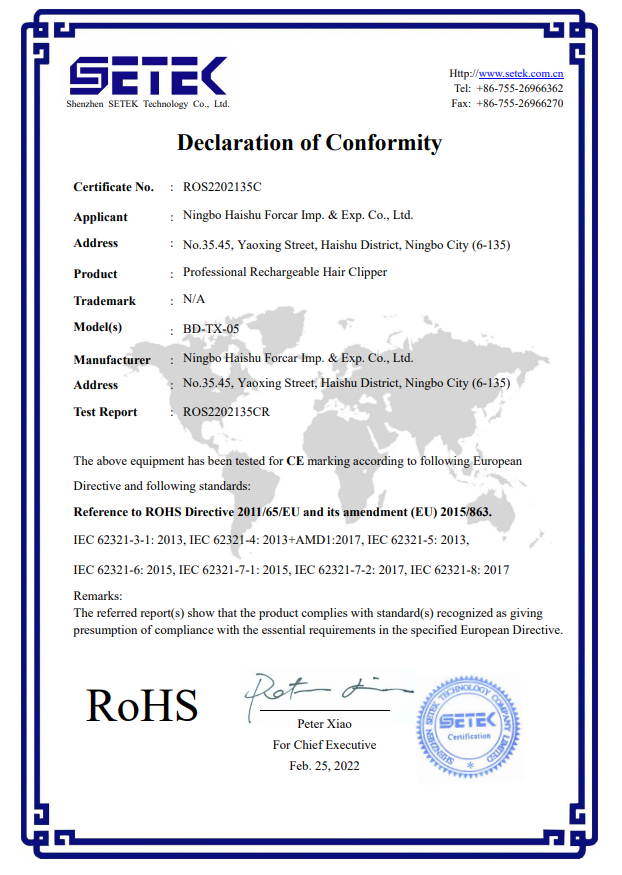 RoHS Certification