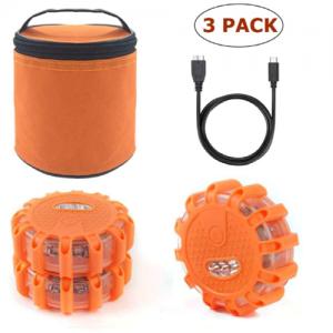 3pack 12+3 led rechargeable warning light set