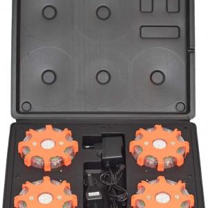 4 Pack Rechargeable Sequential LED Warning Lights – Waterproof Road Beacons for Traffic Safety