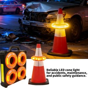 8-Pack Rechargeable Sequential LED Traffic Cone Ring Warning Lights – 360° Cone Light for Roadside Safety & Traffic Control 8-Pack Rechargeable Sequential LED Traffic Cone Ring Warning Lights – 360° Cone Light for Roadside Safety & Traffic Control